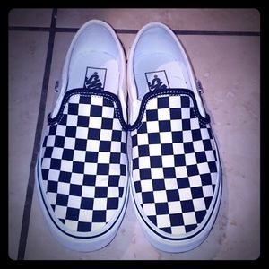 Checkered black and white vans